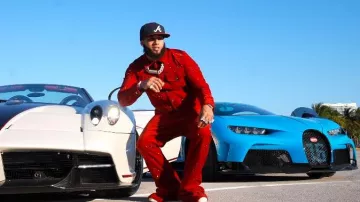 Cout De La Liberte Red Allover Crystal Flared Jeans worn by El Alfa in El Alfa "El Jefe" - MI LEGADO 70M x 58 (Video Oficial)