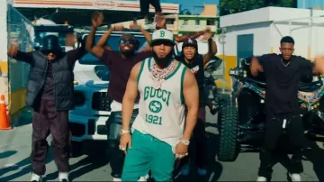 Gucci White & Green Gucci 1921 Tank Top worn by El Alfa in El Alfa "El Jefe" - MI LEGADO 70M x 58 (Video Oficial)