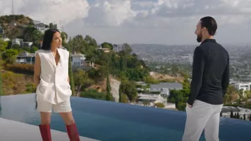 Pantalones cortos de mezcla de lino Helmut Lang usados por Bre Tiesi como se ve en Selling Sunset (S09E01)