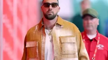 Commanders v Chiefs 2025 Travis Kelce Orange Denim Jacket