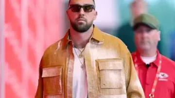 Commanders v Chiefs 2025 Travis Kelce Orange Denim Jacket