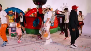 Louis Vuitton x YK White Flower Jeans worn by El Alfa in EL ALFA x BIG LEAGUE FENDI x MAN SERIOUS - ABLOH