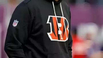 Initial Home Black Hoodie worn by Zac Taylor in Cincinnati Bengals Sideline Standard Issue
