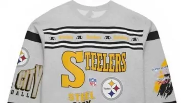 Heather Grey All Over Print Vintage Fleece Sweatshirt of Pittsburgh Steelers