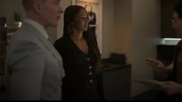 Self Portrait Black Knit Peplum Midi Dress worn by Jax Stewart (Emayatzy Corinealdi) as seen in Reasonable Doubt (S03E08)