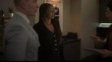 Self Portrait Black Knit Peplum Midi Dress worn by Jax Stewart (Emayatzy Corinealdi) as seen in Reasonable Doubt (S03E08)