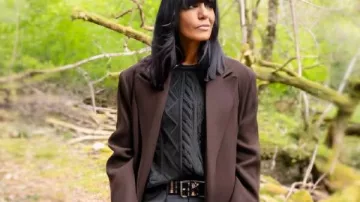 Celebrity Traitors 2025 Claudia Winkleman Leather Effect Coat