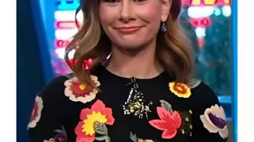 Good Morning America Rebecca Jarvis Black Floral Embroidered Sweater