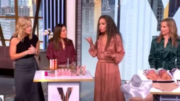 Ulla Johnson Gaelle Tiered Silk Satin Maxi Skirt worn by Sunny Hostin as seen in The View on October 29, 2025