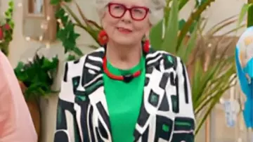 Bake Off S16 Prue Leith Geo Print Kaftan worn by Prue Leith as seen in The Great British Bake Off