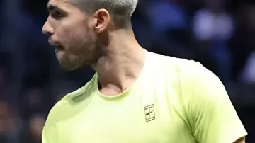 Carlos Alcaraz Rolex Paris Masters Shirt In Green in ROLEX PARIS MASTERS - ÉNORME SENSATION, Carlos Alcaraz éliminé d’entrée par Cameron Norrie