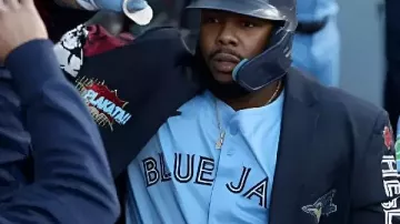 Vladimir Guerrero Home Run Jacket in Vladimir Guerrero Jr. takes Shohei Ohtani DEEP for a two-run home run in World Series Game 4 ????