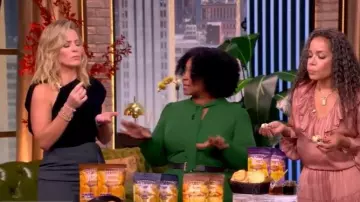 Proenza Schouler Malika Draped Short-Sleeve Top worn by Sara Haines as seen in The View on  October 29, 2025