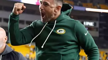 Green Bay Packers Sideline Hoodie worn by Matt LaFleur in Matt LaFleur on Tucker Kraft's performance: 'He was a man possessed'