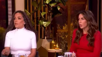 Courreges Mock-Neck Short-Sleeve Rib Pullover worn by Sunny Hostin as seen in The View on October 30, 2025