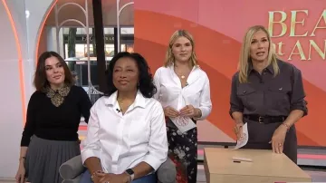 Sandro Pleated Mini Skirt worn by Erica Taylor as seen in Today on October 30, 2025