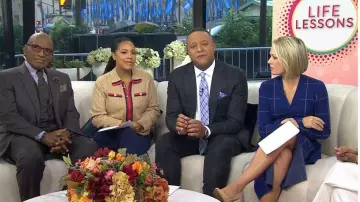 Talbots Cable Knit Sweater worn by Sheinelle Jones as seen in Today on October 30, 2025