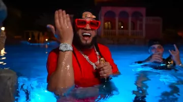 Louis Vuitton All Red 1.1 Millionaires Sunglasses worn by El Alfa in EL ALFA "EL CAPO" ❌ NORIEL ❌ TRUENO - LOS APARATOS ✈️???? #SagitarioTheAlbum