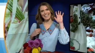 Blusa de cambray bordada Rixo Lila usada por Molly Hunter como se ve en Today el 30 de octubre de 2025