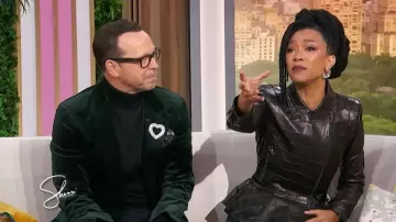 L'Agence Lyric Peplum Biker Jacket worn by Sonequa Martin-Green as seen in Sherri on  October 24, 2025