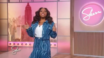 Area Sunray Denim Ruffle Mini Skirt worn by Sherri Shepherd as seen in Sherri on October 24, 2025