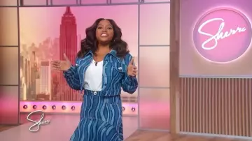 Area Sunray Denim Ruffle Mini Skirt worn by Sherri Shepherd as seen in Sherri on October 24, 2025