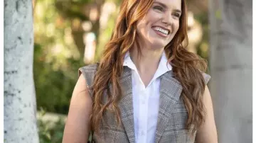 Sophia Bush Greys Anatomy S22 Plaid Vest (Sophia Bush) in Grey's Anatomy (S22E03)