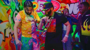 Givenchy x Josh Smith Black & Red Devil T Shirt worn by El Alfa in El Alfa El Jefe ❌ French Montana ❌ Braulio Fogón ❌ Kaly Ocho - MAQUINA DE DINERO (Video Oficial)