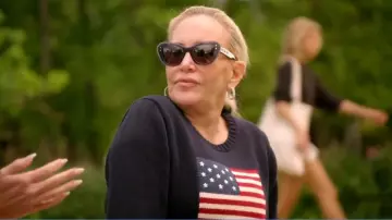 Ralph Lauren American Flag Cotton Crewneck Sweater worn by Shannon Beador as seen in The Real Housewives of Orange County (S19E17)