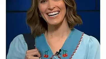 The Today Show 2025 Molly Hunter Cherry Print Collar Blouse (Molly Hunter) in Today