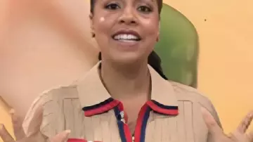 The Today Show 2025 Sheinelle Jones Beige Contrast Trim Cardigan (Sheinelle Jones) in Today