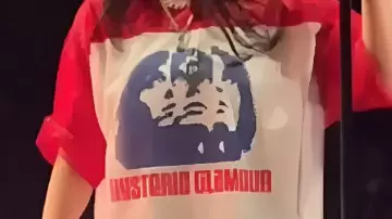 Elmont Hit Me Hard And Soft Tour 2025 worn by Billie Eilish in NAURRR????*sorry love u okay be quiet love you! -Billie encouraging fans to scream before the wtpo loop