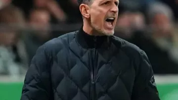 DFB cup Round 2 Match 2025 Puffer Jacket worn by Dino Toppmöller in DFB Pokal Hasan Salihamidzic shocked at Bayern Munich’s 5 0 loss to