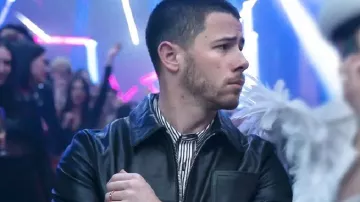 A Very Jonas Christmas Movie Nick Jonas Leather Jacket of Nick Jonas (Nick Jonas) in A Very Jonas Christmas Movie