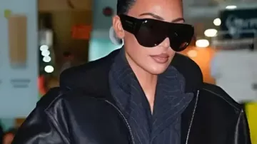 Kim Kardashian NYC 2025 Black Leather Jacket in KIM KARDASHIAN (Full Episode)