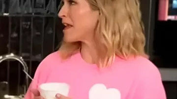 Sara Haines Pink Heart Sweatshirt worn by Sara Haines as seen in The View