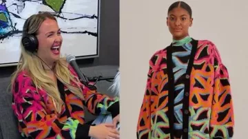 Call It What It Is 2025 Cardigan en tricot à carreaux Camilla Luddington de Camilla Luddington dans Call It What It Is