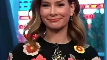 Black Floral Embroidered Sweater worn by Rebecca Jarvis as seen in Good Morning America