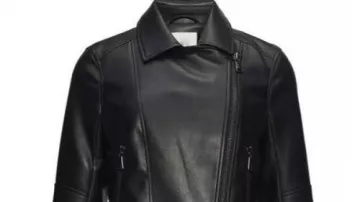 Women Black Cropped Biker Leather Jacket