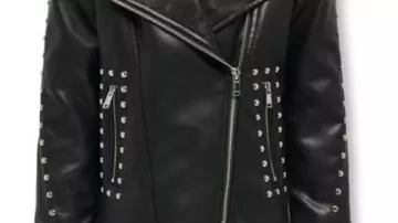 Women’s Slim Fit Black Leather Biker Studded Jacket