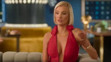 Vestido mini con cuello halter de seda elástica con apliques Magda Butrym usado por Nicole Young como se ve en Selling Sunset (S09E03)