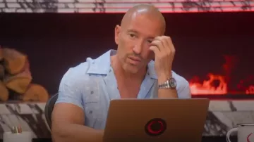 Givenchy Chemise hawaïenne en jacquard bleu 4G portée par Jason Oppenheim comme on le voit dans Selling Sunset (S09E09)