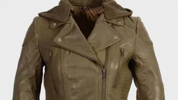 Womens Olive Motorcycle Leather Jacket