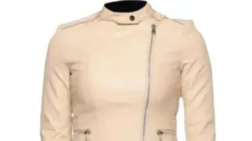 Womens Classic Beige Moto Style Leather Jacket