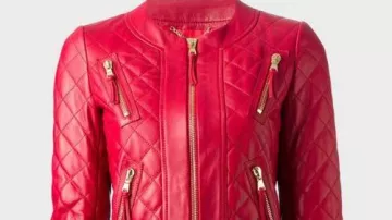 Womens Red Quilted Style Real Leather Jacket