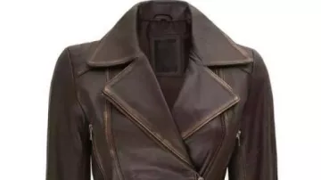 Womens Belted Distressed Brown Biker Vintage Leather Jacket