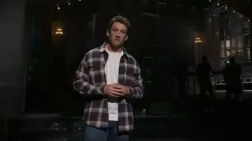 Rails Berkshire Shirt Jacket worn by Miles Teller as seen in Saturday Night Live (S51E04)