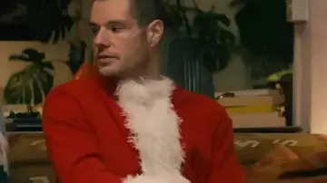 2025 Connor Swindells Red Santa Coat of in Jingle Bell Heist worn by Nick (Connor Swindells) Jingle Bell Heist