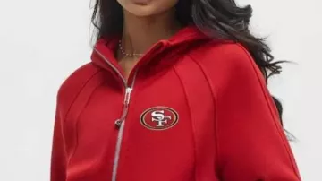 San Francisco 49ers Sweat à capuche rouge demi-zip surdimensionné