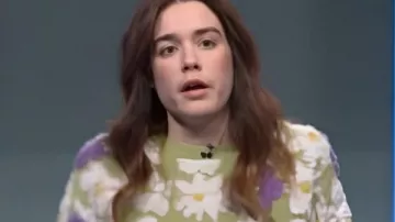 SNL 51 Jane Wickline Flower Sweater usado por Jane Wickline como se ve en Saturday Night Live